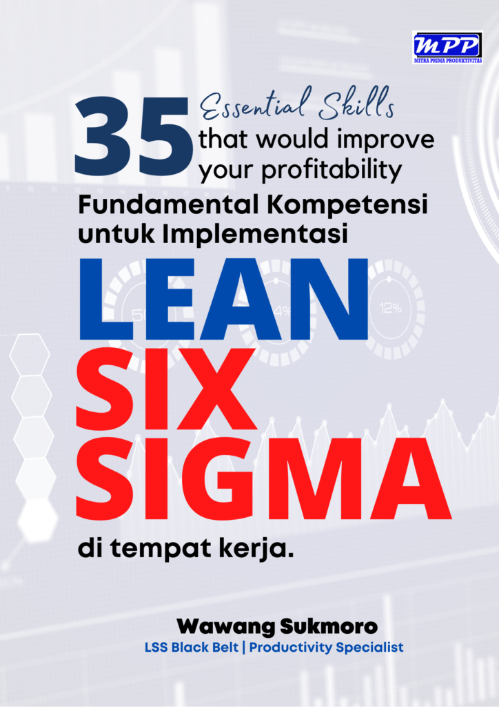 Cover Ebook 35 Essential Skills Lean Six Sigma karya Wawang Sukmoro tentang kompetensi fundamental implementasi Lean Six Sigma di tempat kerja